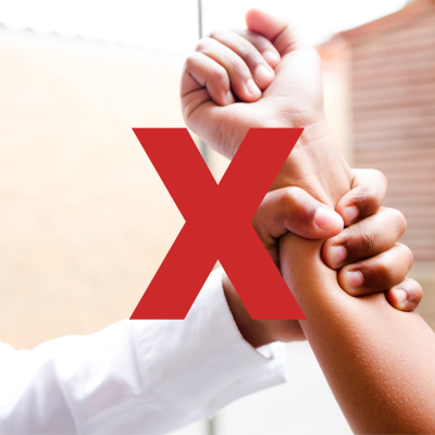 Grabbing patient arm